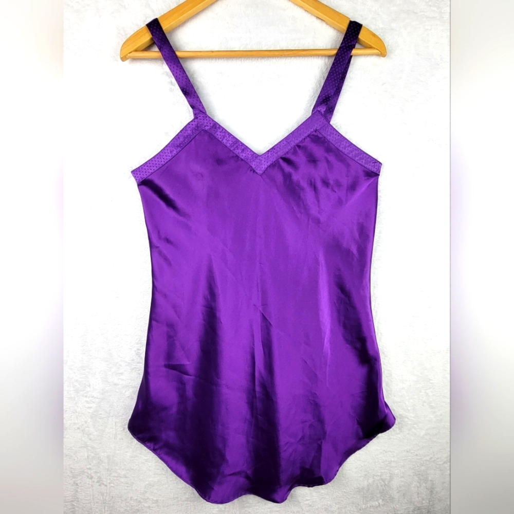 Partners Sheath Mini Slip Dress Babydoll Lingerie Purple Satin Size Medium